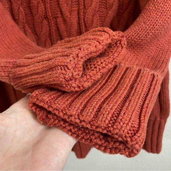 Banana Republic Sweater Cable Knit High 3/4 Collar Button Orange Size Large - Picture 7 of 11